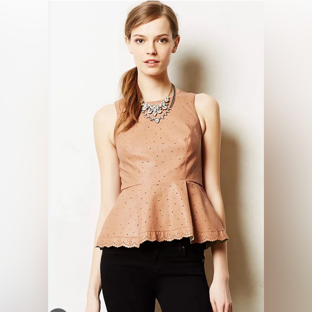 Anthropologie HD in Paris Vegan Leather Peplum Top